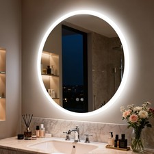 28'' LED Bathroom Mirror Wall Vanity Mirror Dimmable Anti-fog HD Tempered Glass