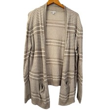 Gap Women  s Beige  Cream Striped Open Cardigan, Size XXL, Coastal Knit Beach