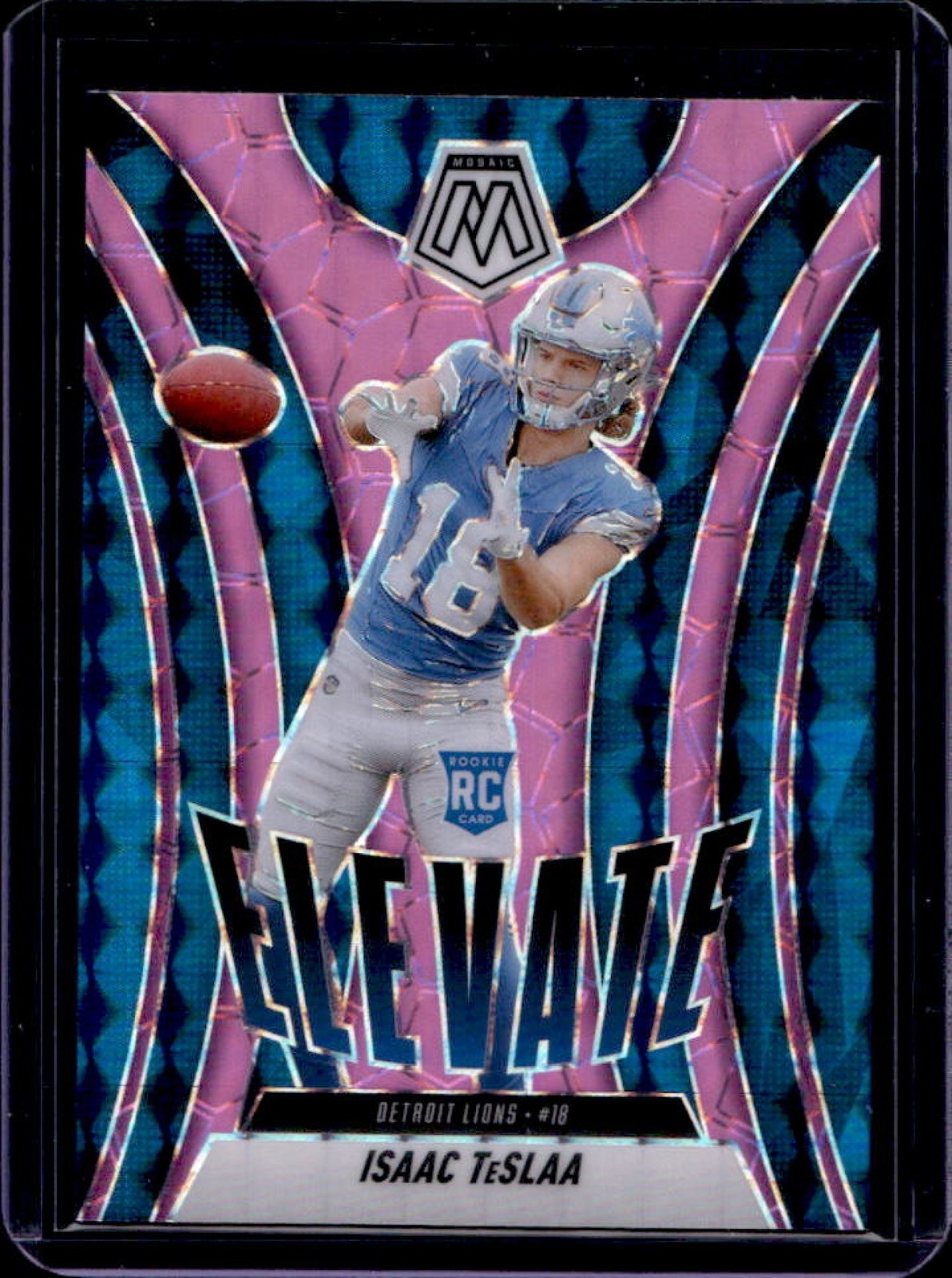 2025 Panini Mosaic Isaac TeSlaa Elevate RC Pink Fluorescent Prizm #8 Lions