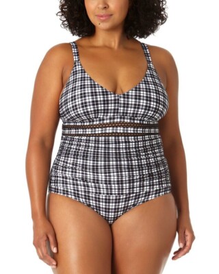 Anne Cole Trim Insert Tri One-Piece Swimsuit Size 24W