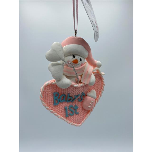 Festive 13cm Assorted Baby's First Claydough Decoration - Blue & Pink 1 Sent