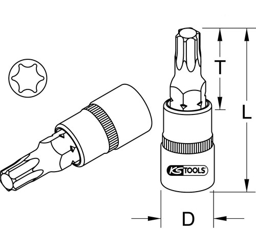 KS TOOLS 3/8" Bit-Stecknuss Torx, T15 - Bild 2 von 2