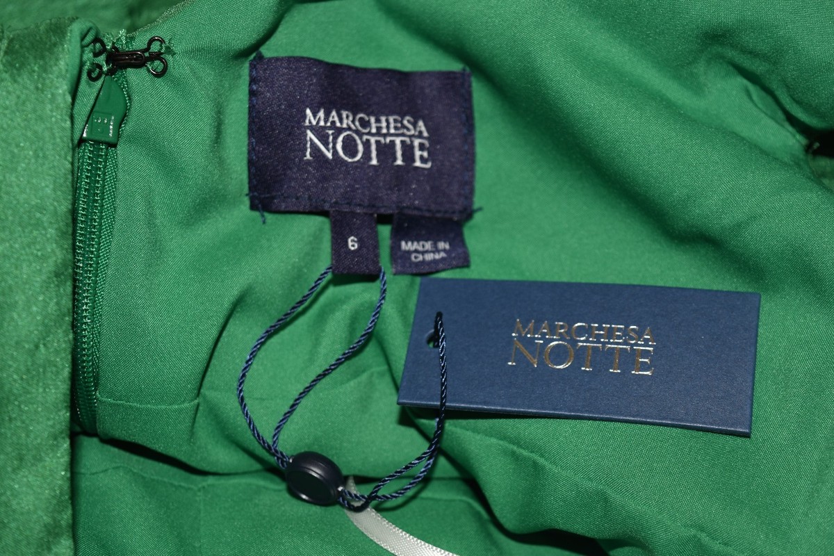 $695 NEW MARCHESA NOTTE Pleated Cocktail Floral 3 D Dress Emerald Green 6 |  eBay