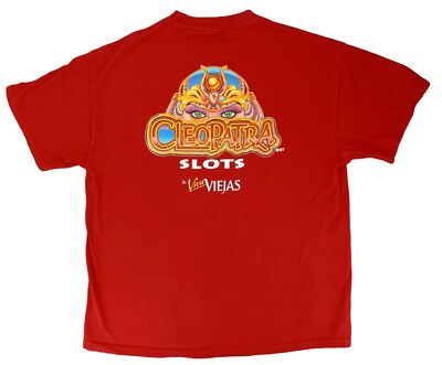 Vintage T Shirt Casino Cleopatra Slots Viva Viejas XL Red Double Sided Game IGT