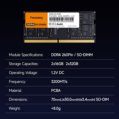 新品　fanxiang DDR4 32GB (16GB x 2) 3200MHz Fanxiang DDR4 RAM 32GB (16GB x 2) 3200MHz Laptop Desktop PC