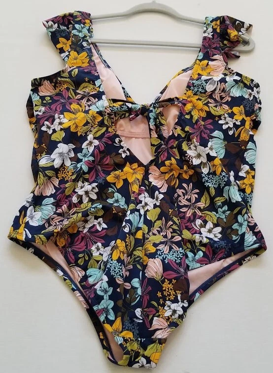 Beach Betty One Piece Swimsuit Women’s Extra Large XL Floral Lowcut V Neck Swim - Image 3 of 4