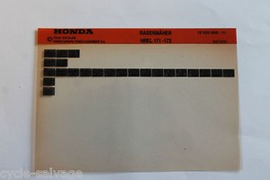 Honda Teile-Katalog aus 1995 Rasenmäher HREL 171 172 Ersatzteilkatalog Microfich