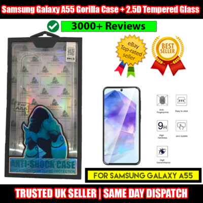 Anti-Schock Gorilla Hülle für Samsung Galaxy A55 + 2,5D Hartglas