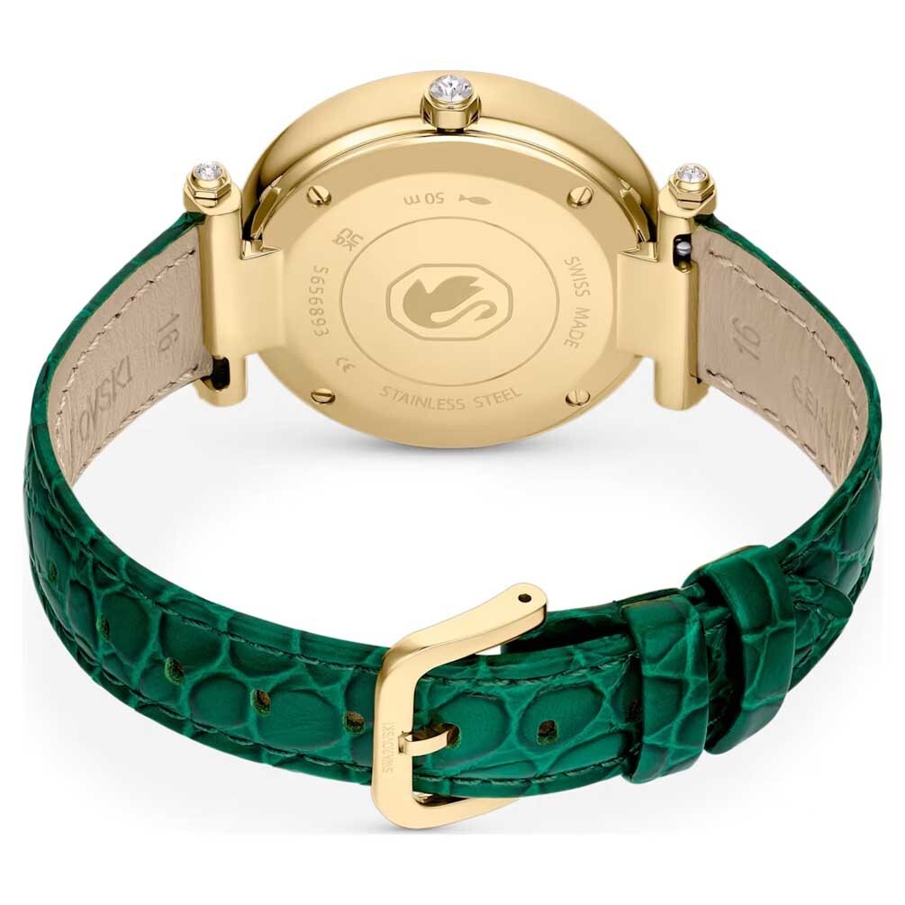 スワロフスキー 時計 Swarovski Crystalline Wonder watch rose gold green leather strap