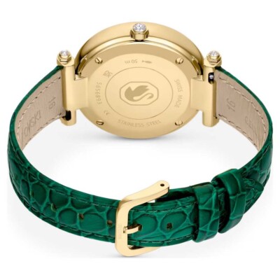 Swarovski Crystalline Wonder watch rose gold green leather strap