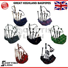 GREAT HIGHLAND SCOTTISH BAGPIPES WITH TUTOR BOOK & BAG ROSEWOOD SILVER MOUNTS 