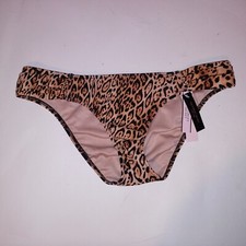 Victoria Secret Swim Bikini Bottom Knockout Leopard Animal Print Side Ruffle New