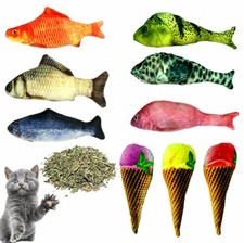 Set of 3 Fish Cone Ice cream shaped soft Catnip 3D Plush Cat Kitten Kitty Toys