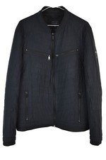 GUESS Black Faux Leather Bomber Jacket size XL Mens Full Zip Harrington Casual