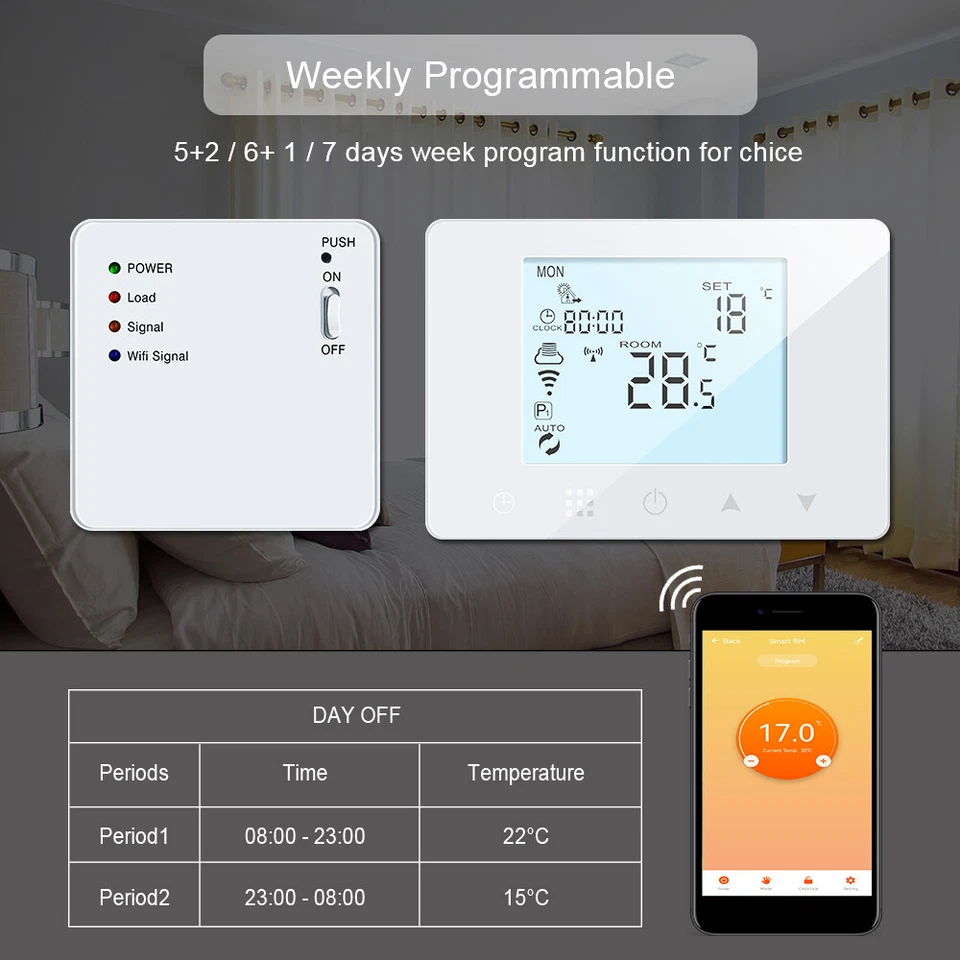 Wifi RFWireless Smart Thermostat Gas Boiler Water Heating Temperature Controller - Image 2 of 4