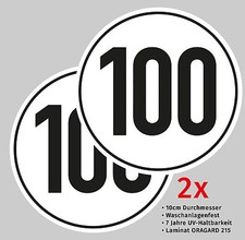 Aufkleber Set 100 km/h für Auto PKW Anhänger Camper Wohnmobil ∅ 10cm Wetterfest