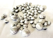71 Silver Print Cloth Covered Dome Shank Buttons Tuxedo Gowns Crafts 7 Lg 64 Sml