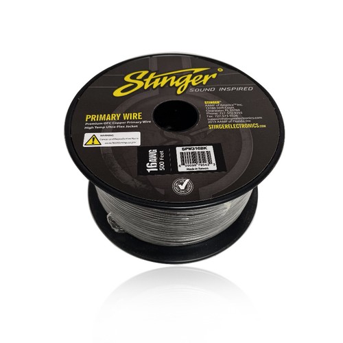 500' Stinger calibre 16 AWG cable primario negro puro OFC de cable de audio SPW316BK 609098795432 | eBay