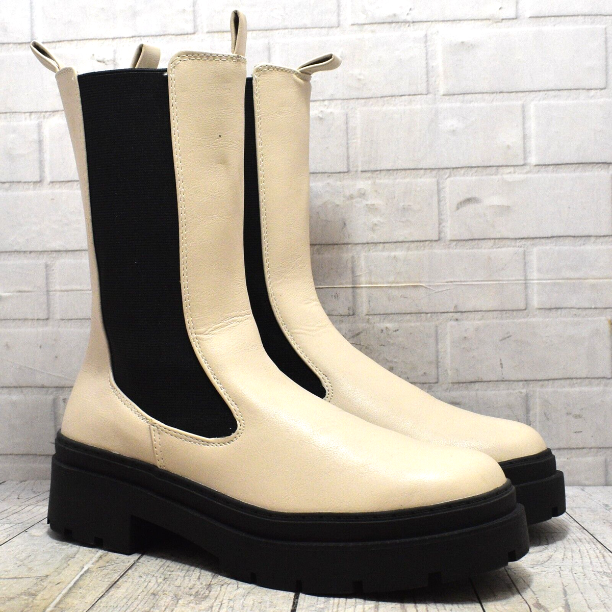 Mango Leather Boots Ankle Boots Track Sole Mango Womens