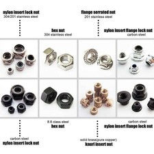 100pcs M1.4 M1.6 M2 M2.5 M3 M4 M5 M6 Nylock Locknut Nylon Insert Flange Hex Nut