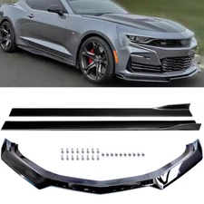 1LE Style Glossy Black Front Bumper Lip Side Skirt For 2016-2024 Chevy Camaro