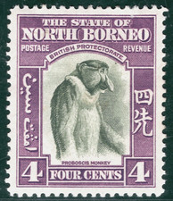 NORTH BORNEO KGVI Stamp SG.306 4c PROBOSCIS MONKEY (1939) Mint Cat &pound;20- EBLUE156
