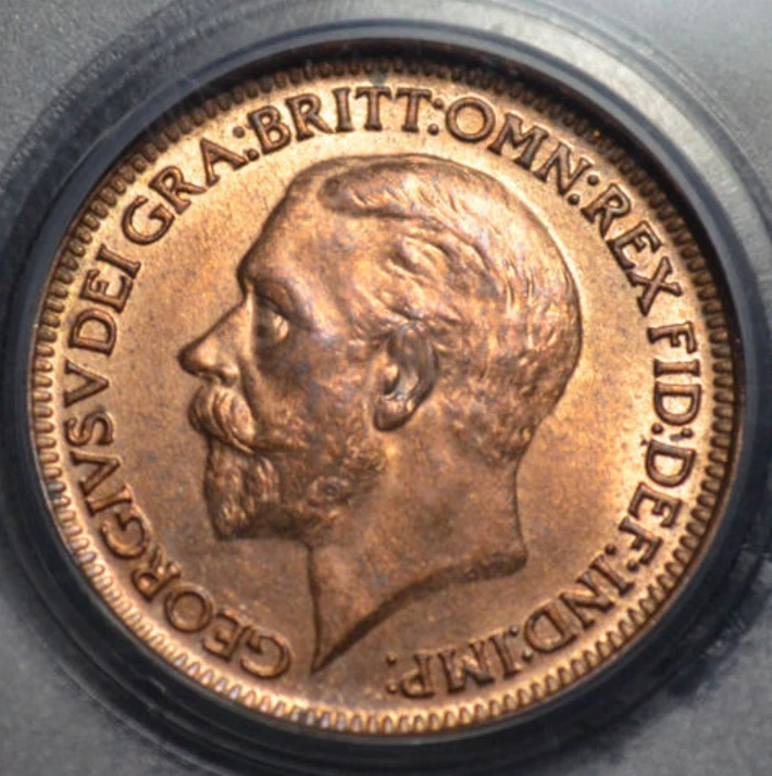 :1928 FARTHING GREAT BRITAIN ENGLAND KM# 825 PCGS MS-64-RB  LOW POP HIGH-GRADES - Image 2 of 3