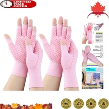 2 Pairs Arthritis Compression Gloves - Relieve Hand Pain - Fingerless Design