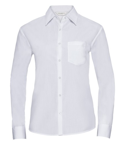 Camisa Blusa De Manga Larga Fácil De Cuidar Popelín Russell 934F Para Mujeres - Imagen 9 de 9