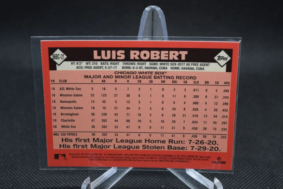 Luis Robert #86BC-21 - 2021 Topps Chrome - 1986 Topps Baseball - Image 2 of 2