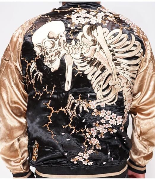 JAPANESE EMBROIDERED JACKETS 改 スカジャン Sukajan Japan Monster Gashadokuro Cherry Blossoms embroidery