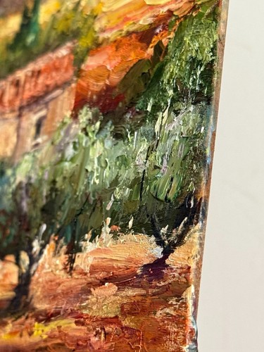 Original Landscape Painting – Cypress Trees and Rustic House, Signed - Picture 9 of 10