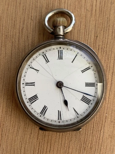 Antique Silver Omega Ladies Enamel Pocket Watch Working