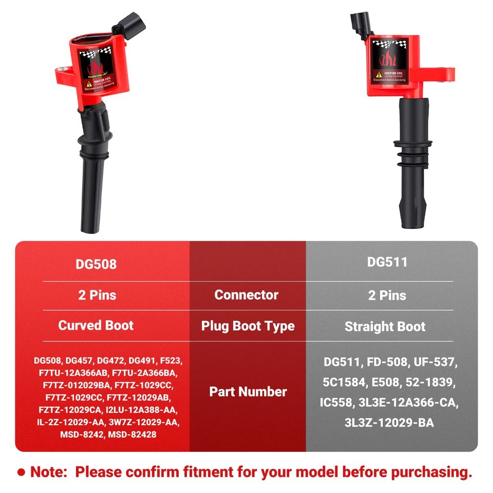 For Ford E-350 Super Duty XL Van 3-Door 5.4L Ignition Coil Packs Set of 8 DG508 - Image 3 of 4