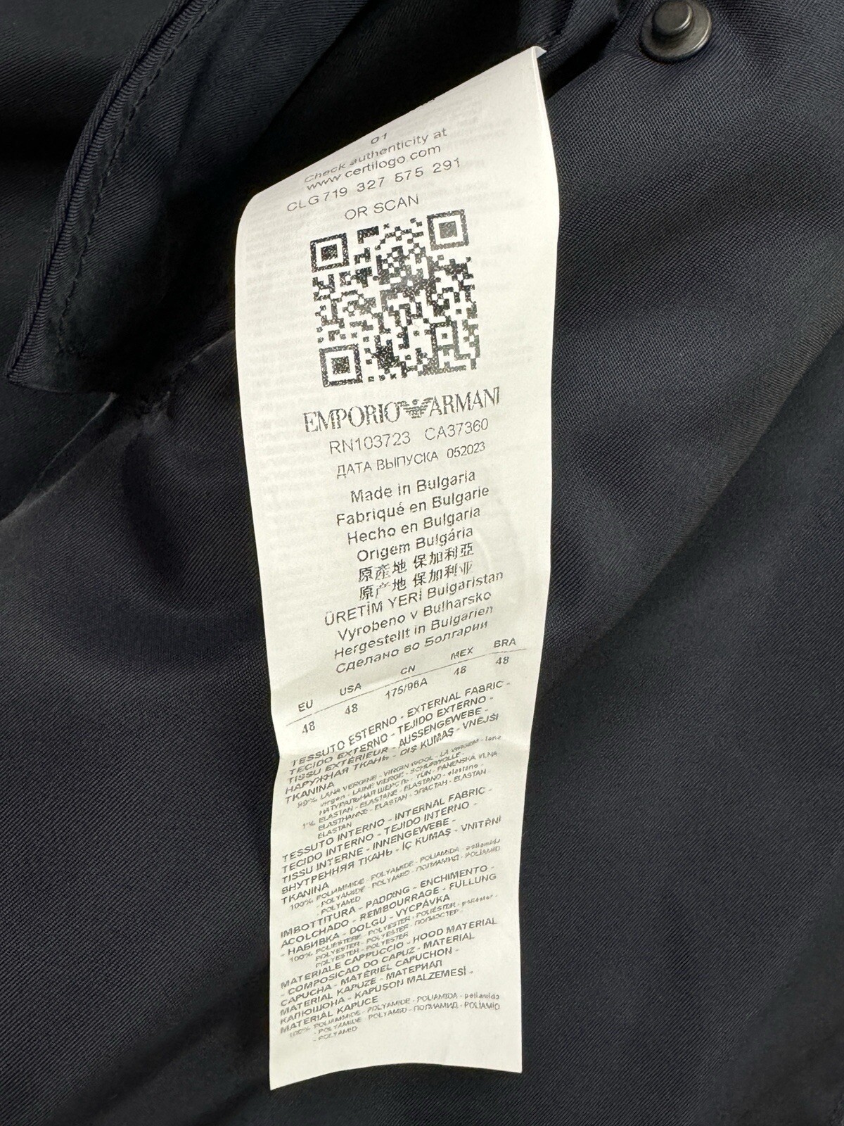 Emporio Armani Wool Blend Reversible Top Coat Size 48 #296 image 9