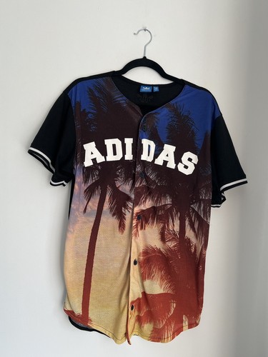 Adidas Originals Palm Tree Baseball Trikot Oberteil UK Größe M sehr guter Zustand