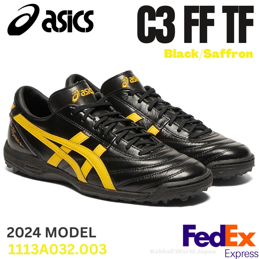 ASICS Soccer Shoes C3 FF TF Black/Saffron kangaroo leather ASICS Soccer Shoes C3 FF TF Black/Saffron kangaroo leather