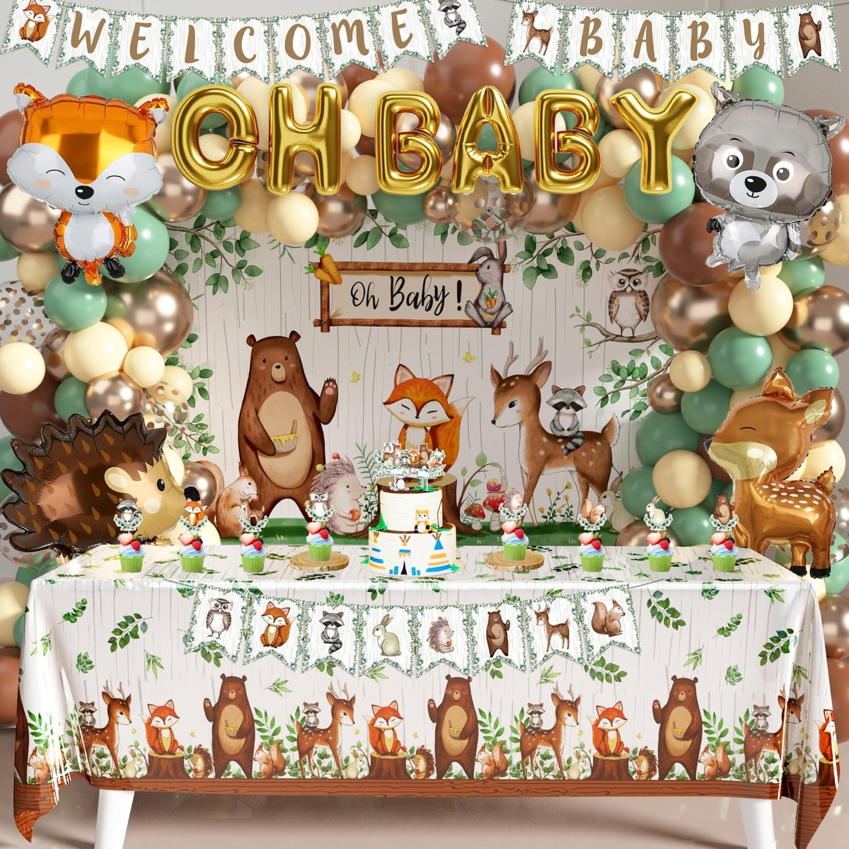 Woodland Animals Baby Shower Decoration Pack Forest Animal Neutral Gender 