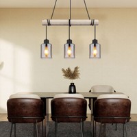 Pendelleuchte HäNgeleuchte HäNgelampe HöHenverstellbar Holz Esszimmerlampe Glas