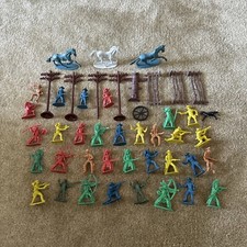 Cowboys Indians Horses Animals Miniature Vintage Plastic Playset Western Figures