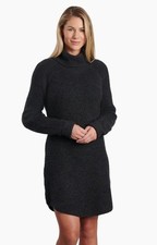 Kuhl Sienna Cowl Neck Sweater Dress Ribbed Chunky Knit Size XS Charcoal Winter