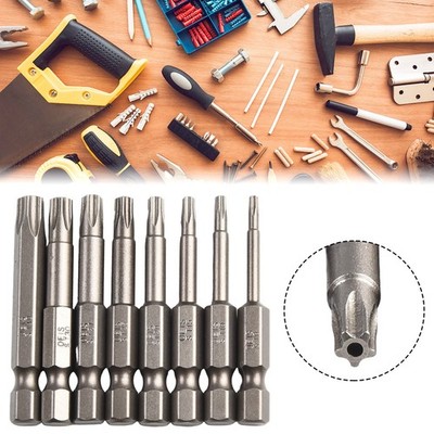 8Pcs 50mm 1/4 Hex Shank Five-point For Torx Screwdriver Bits Set T8-T40 / New