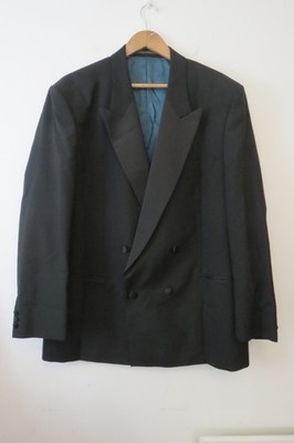 Marks Spencer Velvet Tuxedo Dinner Suit 44 Long Double Breasted Black Tie