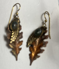 Leaf Dangle/Drop Hook Earrings Gold & Copper ...