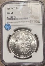 1883-CC Morgan Silver $1 Dollar, Flashy Carson City Gem, Sight White, NGC MS66