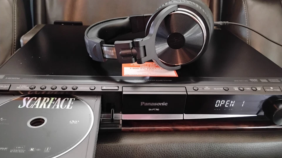 Panasonic 5 Discos DVD/CD Cambiador 1K Vatio Home Theater Receptor Sintonizador FM Probado!! Foto 4 de 4