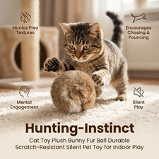 Catnip Kicker Rabbit Fur Ball Interactive Catnip Chew Ball Chasing Toy