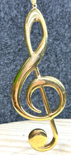 Gold-Color TREBLE CLEF Christmas Ornament, 5" Tall