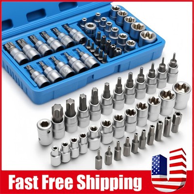 Drive Male Female Torx Star Bit Socket E-Socket Set Handheld Tool 34Pcs For Car