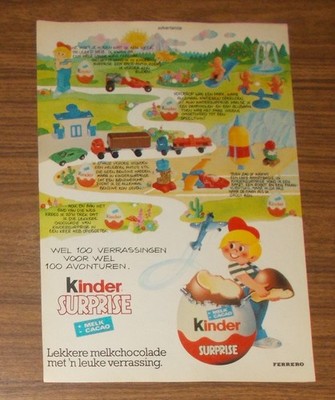 Seltene Werbung Ü-Ei Kinder Surprise Ferrero Maskottchen Altfiguren NL #1 1979